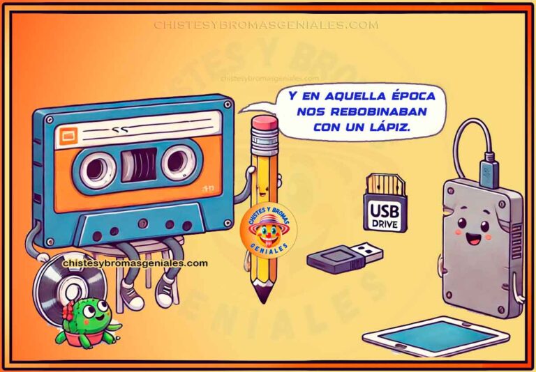 Cassette conversando con un USB, una tarjeta de memoria y una tablet sobre rebobinar con un lápiz